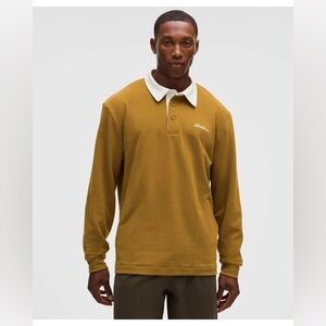 LULULEMON Mens Natural Long Sleeve Rugby Polo